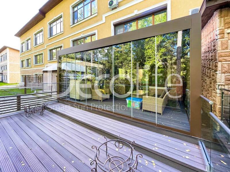 Pergola Decolife B600 + Glazing S100 + Glass railing B50 - 