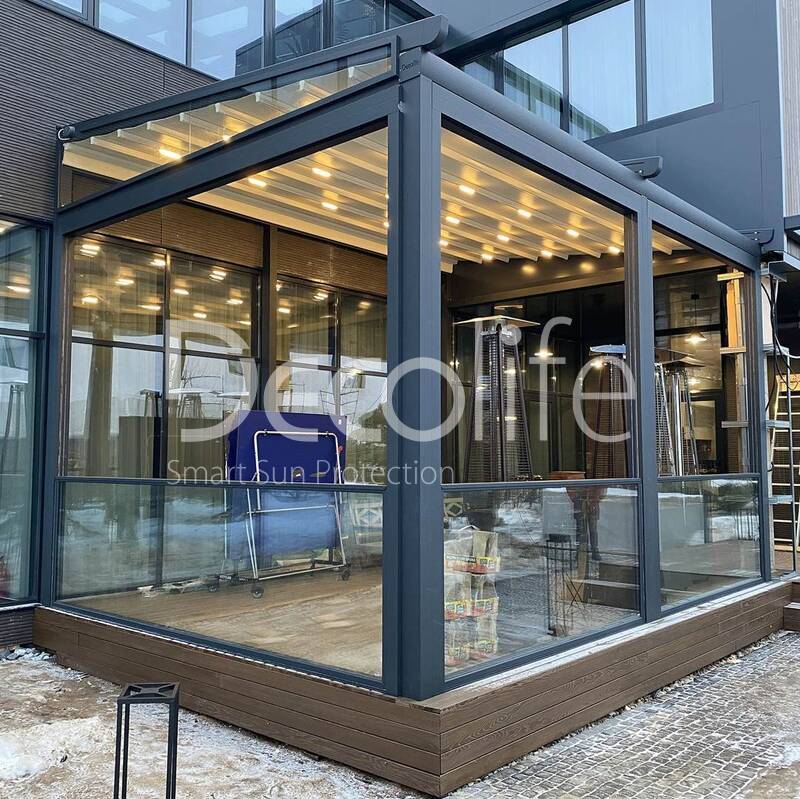 Pergola awning Decolife + Lifting glazing, - implemented by our partner ''Lux Terras'' - 