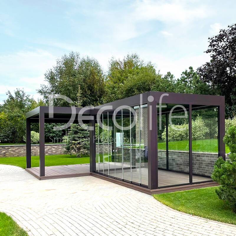 Bioclimatic pergola Decolife В600 + Sliding glazing S100 + Zip 130 - 