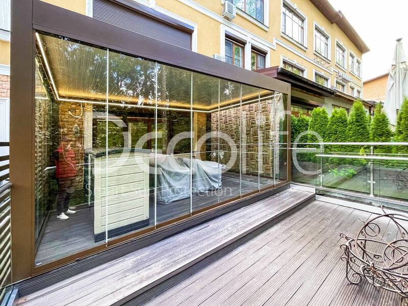 Pergola Decolife B600 + Glazing S100 + Glass railing B50 - 