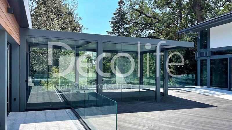 Pergola Decolife B600 PIR + Sliding frameless glazing S200 - 