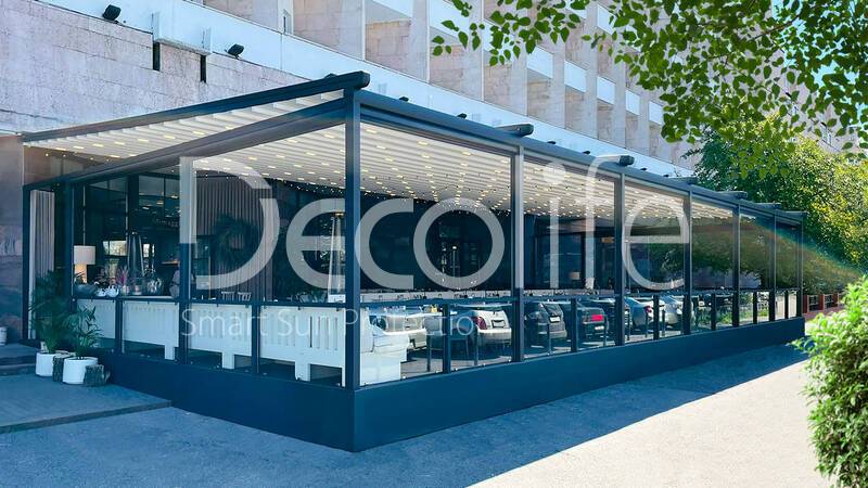 Awning pergola Decolife Wall Basic + High pressure fog cooling system - 