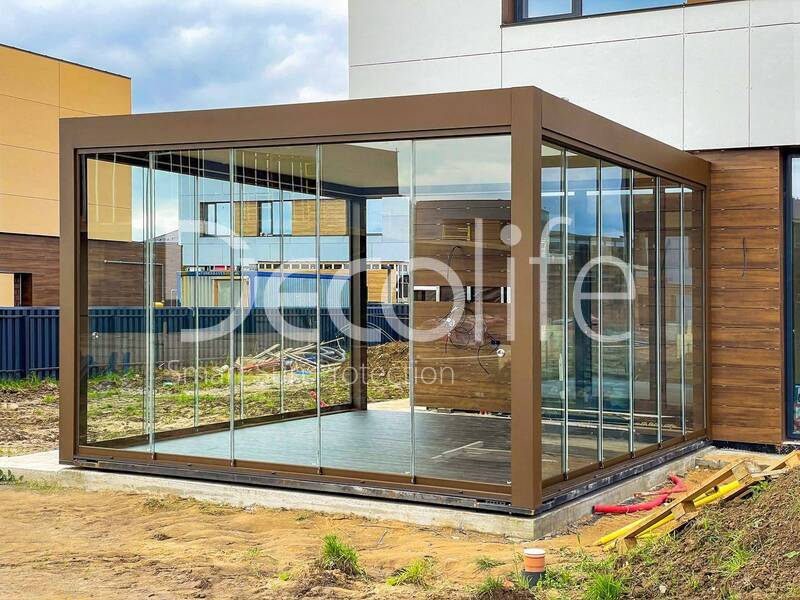 Pergola bioclimatic Decolife B520 + Sliding glazing S100 - 