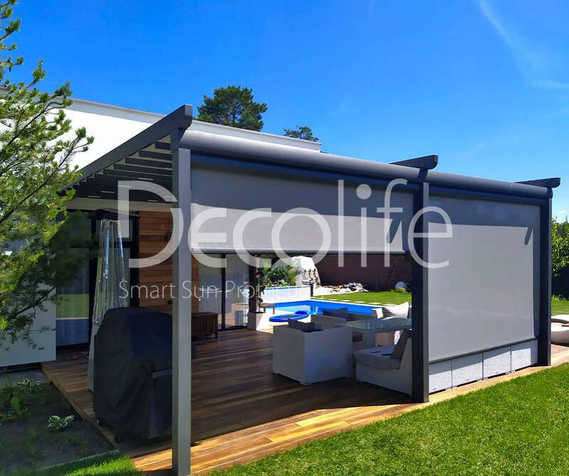 Awning pergola Decolife Wall Basic + Vertical system ZIP 100 - 