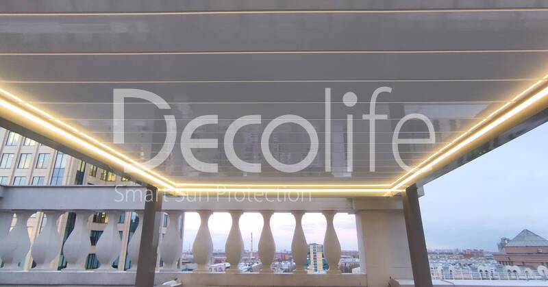 Bioclimatic pergola Decolife with sliding slats - 