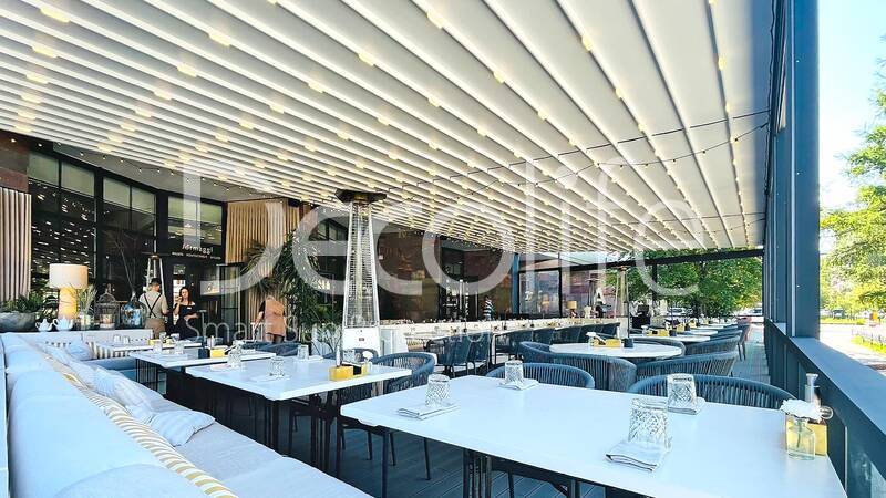 Awning pergola Decolife Wall Basic + High pressure fog cooling system - 