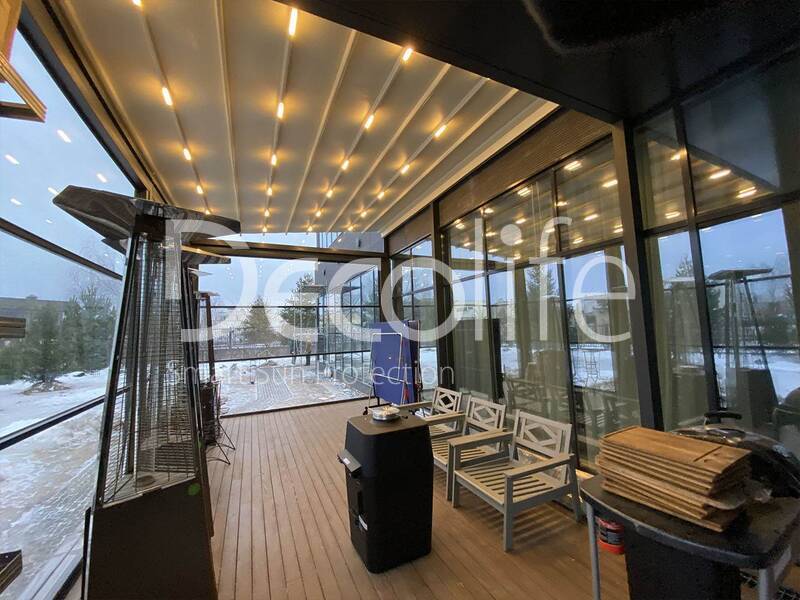 Pergola awning Decolife + Lifting glazing, - implemented by our partner ''Lux Terras'' - 