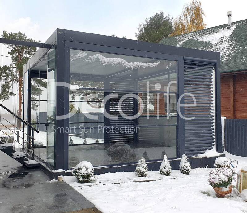 Pergola Bioclimatic Decolife + Sliding and lifting glazing - 