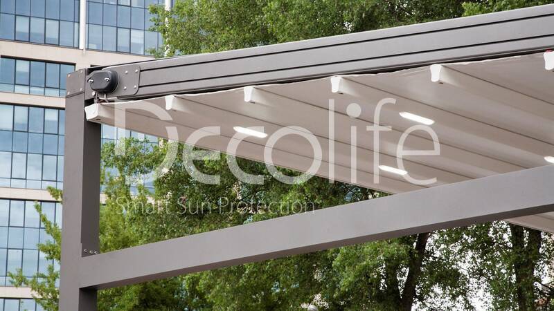 Pergola Decolife Basic New + sliding frameless glazing - 