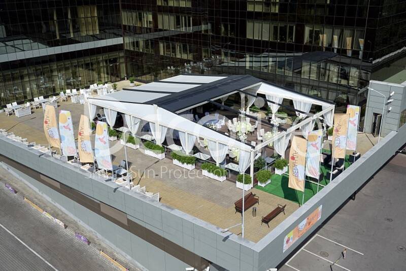 Sliding pergola Basic Twin, cafe Moscow City - 